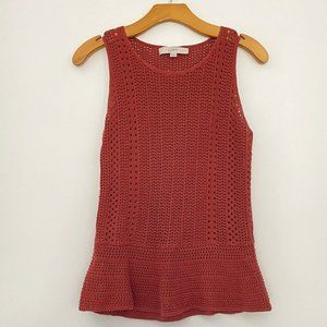 LOFT Women’s Rust Crochet Knit Sweater Tank Size XS